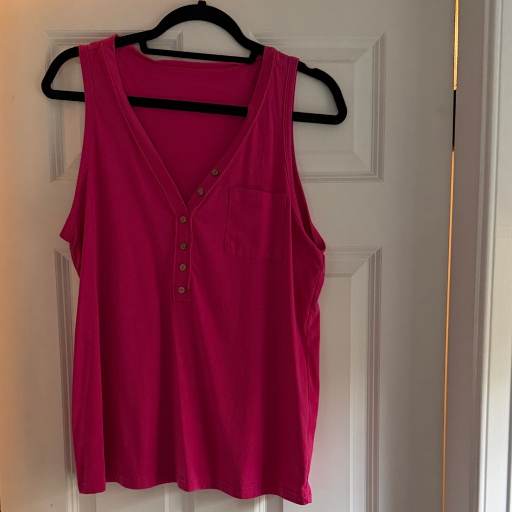 Sleeveless Pink Button-Down Top